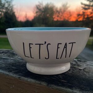 Rae Dunn cereal ice cream bowl let’s eat blue interior